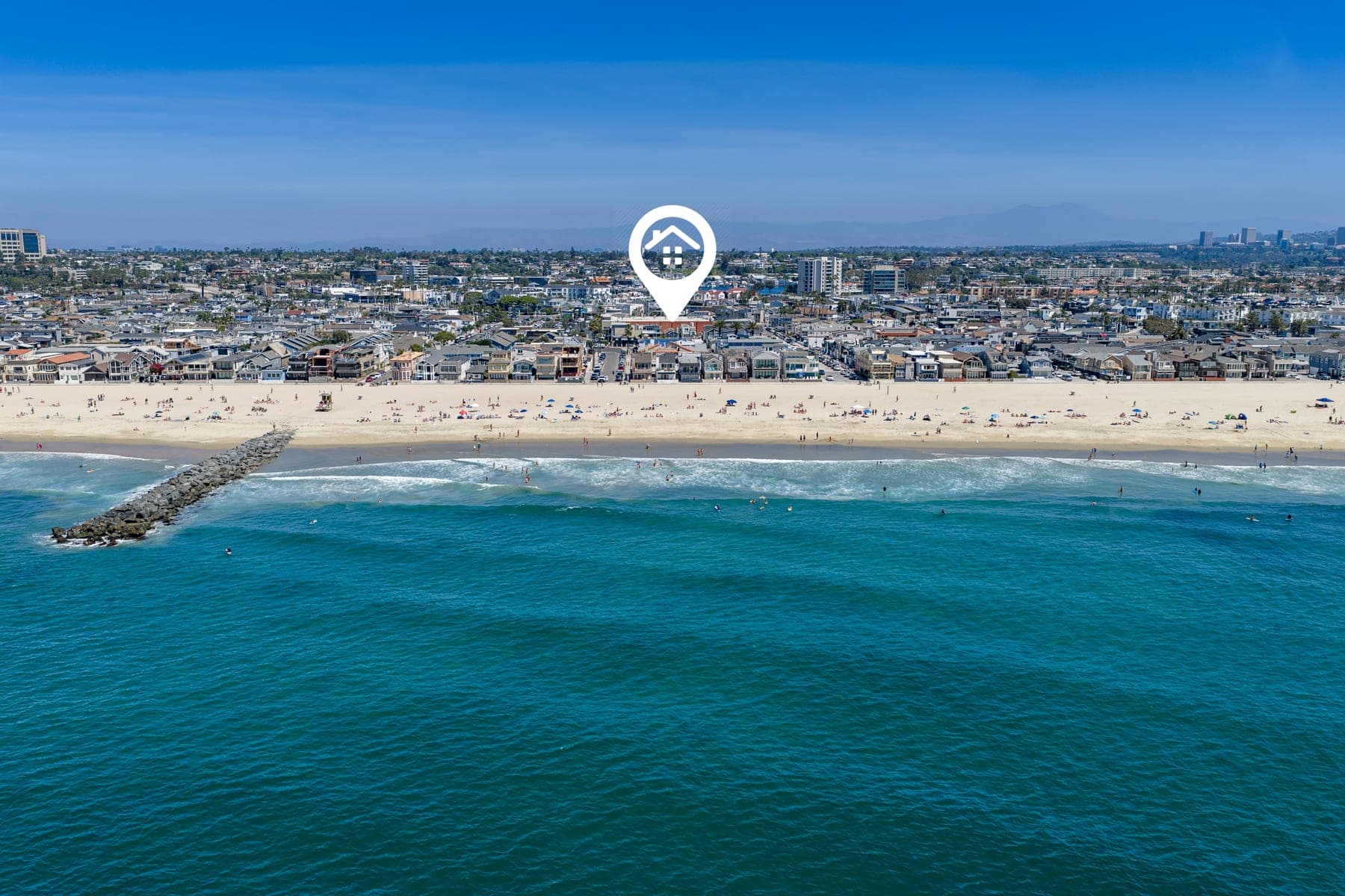 Aerial view of Newport Beach and the nearby shoreline